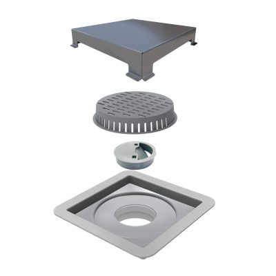 Ralo Linear Elleve Square com Tampa Inox - Luxo 10X10cm