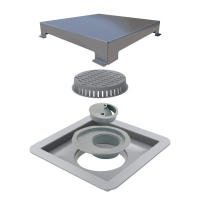 Ralo Linear Elleve Square com Tampa Inox - Luxo 15X15cm